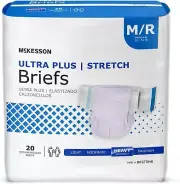 McKesson Ultra Plus Stretch Adult Incontinent Brief, Medium, Case of 80
