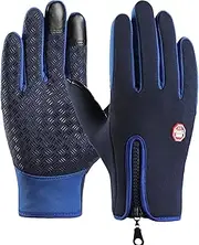 [Generic] Ski Gloves Women | Windproof Touch Screen Gloves,Winter Warming Accessories, Zipper Design Thermal Gloves for Cycling Hiking