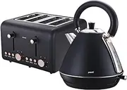 Pronti Rose Trim Collection Toaster & Kettle Bundle - Black