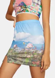 [NGOrder] Split Side Scenic Mini Skirt