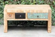 Eclectic Vintage Reclaimed Timber Multi Drawer Storage Coffee Table