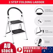 Ladder Folding Stool 2 Step Heavy Duty 150kg Capacity Industrial Lightweight