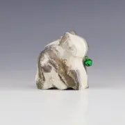 NATIVE AMERICAN ZUNI ONYX CAT FETISH BY LELAND BOONE & DAPHNE QUAM
