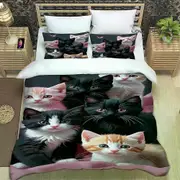 v1232 Bed Sheets Cute cat printed Bedding Sets exquisite bed supplies set duvet cover bed comforter set bedding set luxury birthday gift 3-Piece Beddi