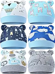 [Geyoga] 6 Pieces Newborn Baby Hat Bear Ears Infant Caps Baby Boy Girl Toddler Hats Infant Beanie Caps for 0-3 Months