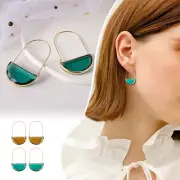 Semicircle Gemstone Drop Dangle Earrings For Women Sterling Silver Hook Earring