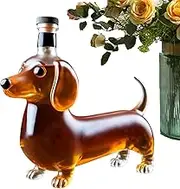 Whiskey Glass Bottle - Funny Whiskey Glass Bottle Dachshund-Shaped - Decorative Decanter Animal Statue Wine Container for Birthday, Christmas, Wedding, Housewarming
