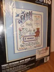 Vintage 1989 Dimensions Vera's Victorian Birth Record Counted Cross Stitch Kit