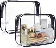 [bagsmart] Clear Toiletry Bag, 3 Pack TSA Approved Travel bag Carry on Accessories Airport Airline Quart Size Bags Water Repellent Makeup Cosmetic for Women, Black-2pcs,