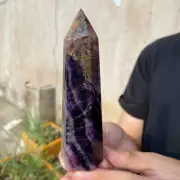 270g Natural Fluorite Obelisk Quartz Crystal Wand Tower Point Healing.