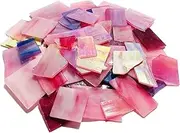 PALJOLLY Pink and Purple Glass Mosaic Tiles Stained Glass Sheets Pieces for Crafts, Stained Glass Supplies Kit for Mosaic Making, 35oz/1kgs Value Pack