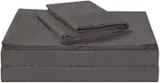 Luxury 1500TC Cotton Rich Stripe Sheet Set Fitted, Flat Sheets and Pillowcase(s) with Decorative Header Charcoal King