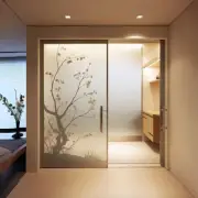 Frosted Black Cherry Blossom Tree Silhouette Decal for Glass Doors - Elegant
