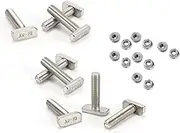 Lyaciomn 12Pcs T Slot Bolt Replacement,M10 X 25 Screws, A2-70 Rail Track Screws Track Nuts With 12 Flange Nut T Slot Bolt T Slot Screws