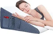 Welzona 12inch Wedge Pillow for Sleeping, Updated Bed Wedge, Bed Wedge Pillow Post Surgery, Breathable Elevated Support Triangle Pillow Wedge, Cooling Memory Foam Top Pillow for Improved Sleep(30.5cm)