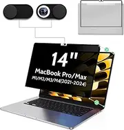 Privacy Screen for MacBook Pro 14 Inch M1/M2/M3/M4(2021-2024)-A2918 A2992 A2442 A2779,Anti Blue Light Glare Filter Removable Computer Protector, Monitor Shield Laptop Film With Camera Cover