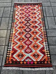 Handmade Afghan Wool Kilim 180 X 86 Cm Persian Flat Weave Tribal Wool Kelim Rug