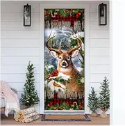 Door Stickers Christmas Door Stickers Mural Santa Claus Tree Self Adhesive Happy New Year Nativity of Jesus Poster Xmas Decoration Wallpaper (Color : B, Size : 95x215cm)