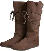 [Helltaker] Mens Renaissance Boots Medieval Cosplay Halloween Boots Viking Pirate Steampunk Riding Long Boots