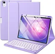 Keyboard Case Compatible with iPad Air 11-inch M2/ 10.9 Inch Air 5th 4th Generation Case with Keyboard-Backlit Detachable, Folio Cover with Pencil Holder for Air 11 2024/Air 5/Air 4 (Purple)