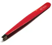 4" Eyebrow Tweezers Slanted Tip Stainless Steel Beauty Tool CLASS RED