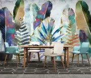 3D Tropic Leaves Wallpaper Wall Mural Removable Self-adhesive 249