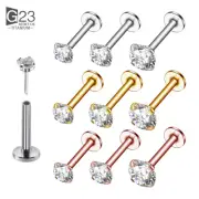 10pcs G23 Titanium Labret Piercing 16G Lip Ring Crystal Lip Piercing Tragus Earr
