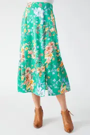 Capture Panelled Skirt - Size 10 - Womens - Green Floral