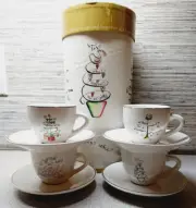 Rosanna Christmas "Deck the Halls" Set of 4 Espresso Cups and Saucers