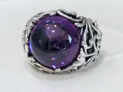 Authentic Pandora Dazzling Regal Beauty Cabochon purple CZ stone Ring 197678