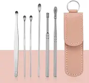 Manicure tools Stainless steel ear pick 6-piece set spiral spring ear pick portable cleaning ear pick tool, A