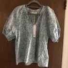house of harlow 1960 Martine Seafoam Print Top Nwt Peasant Cottage Core