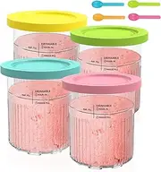 [Hejo] 4 Pcs Ice Cream Tubs for Ninja NC500 NC501 UK Series, 24 oz Ice Cream Containers with Lid for Ninja Ice Cream Maker, Ice Cream Pint Accessory for Ninja Cream Deluxe Tubs