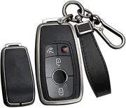 TECART Smart Remote Car Key Case Key Fob Covers fit for Mercedes Benz GLA GLE GLC GLK GLA W247 W205 S205 C205 C257 S63 E43 W222 S560 E200 A238 2/3/4 Buttons Leather Key Fob Holder Black