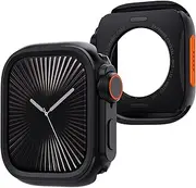 PZOZ Metal Case Compatible with Apple Watch Series 10 46mm, Rugged Bumper Protector with Watch Crown + PC Back Cover (Black, 46mm)