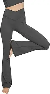 [Generic] Women's Flare Yoga Pants V Crossover High Waisted Soft Bootcut Yoga Leggings Flare Workout Gym Leggings