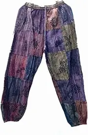 [Generic] Casual Loose Cropped Pants Denim Bloomers Elastic Waist with Pockets Boho Pants for Women - Hippie Harem Pants Women - Womens Yoga Pants – Comfy Bohemian Flowy Hippie Clothes
