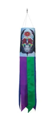 Sugar Skull 30 Inch Windsock - Dia De Los Muertos Printed Windsock - Day of T...