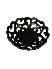 Gordon Ramsay High Fired Porcelain BLACK Reticulated Centerpiece Fruit Bowl/Vase
