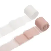 2 Rolls Chiffon Ribbon, 1.5 Inch x 5 Yard Silk Ribbon, Rose Pink/White