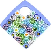[Glass Of Venice] GlassOfVenice Murano Glass Curved Square Millefiori Pendant - Blue