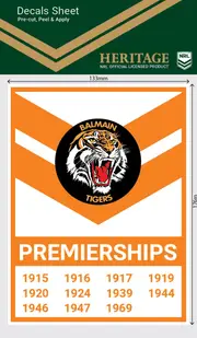 Balmain Tigers NRL Heritage Premiership Decal Sticker