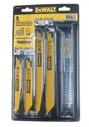 DEWALT 6 Piece Bi-Metal Reciprocating Saw Blade Set with Case