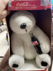 Coca-Cola Brand Plush Collection Polar Bear Holding Coke Bottle 1993 Box Damaged