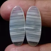 100% Natural Lovely Pair White MONTANA Agate 19.90 Cts. Cabochon Loose Gemstone