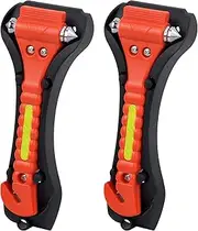 Pack of 2 Emergency Hammer for Car, Non-Slip Car Safety Hammer with Car Window Glass Breaker and Belt Cutter, Pre-Added Car Rescue Disaster Escape Life Saving Hammer Tool