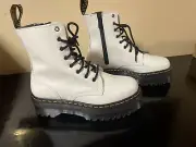 Dr. Martens Jadon White Leather Platform Boots US Size 9 Mens