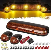 Partsam 3PCS Amber Cab Roof Running Marker Lights +5xT10 5050 Amber LEDs Compatible with Chevrolet Silverado/GMC Sierra 1500 1500HD 2500 2500HD 3500 2002 2003 2004 2005 2006 2007 Pickup Trucks