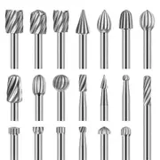 Engraving Router Bit Carving Bits, 20 PCS Rotary Tool Accessories Rotary Bits Burr Set Silver