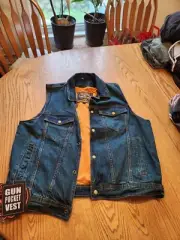 Milwaukee Leather DM1331 Men's Blue Snap Front Denim Vest with Shirt Collar XL